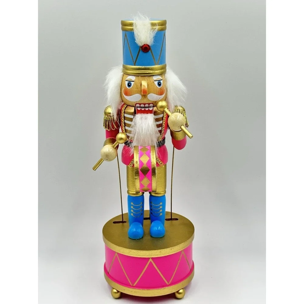 Pink Blue Drummer Nutcracker 🎄 Jingles & Joy Musical Drum 12